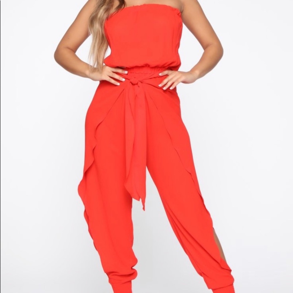 Fashion nova strapless jumpsuit